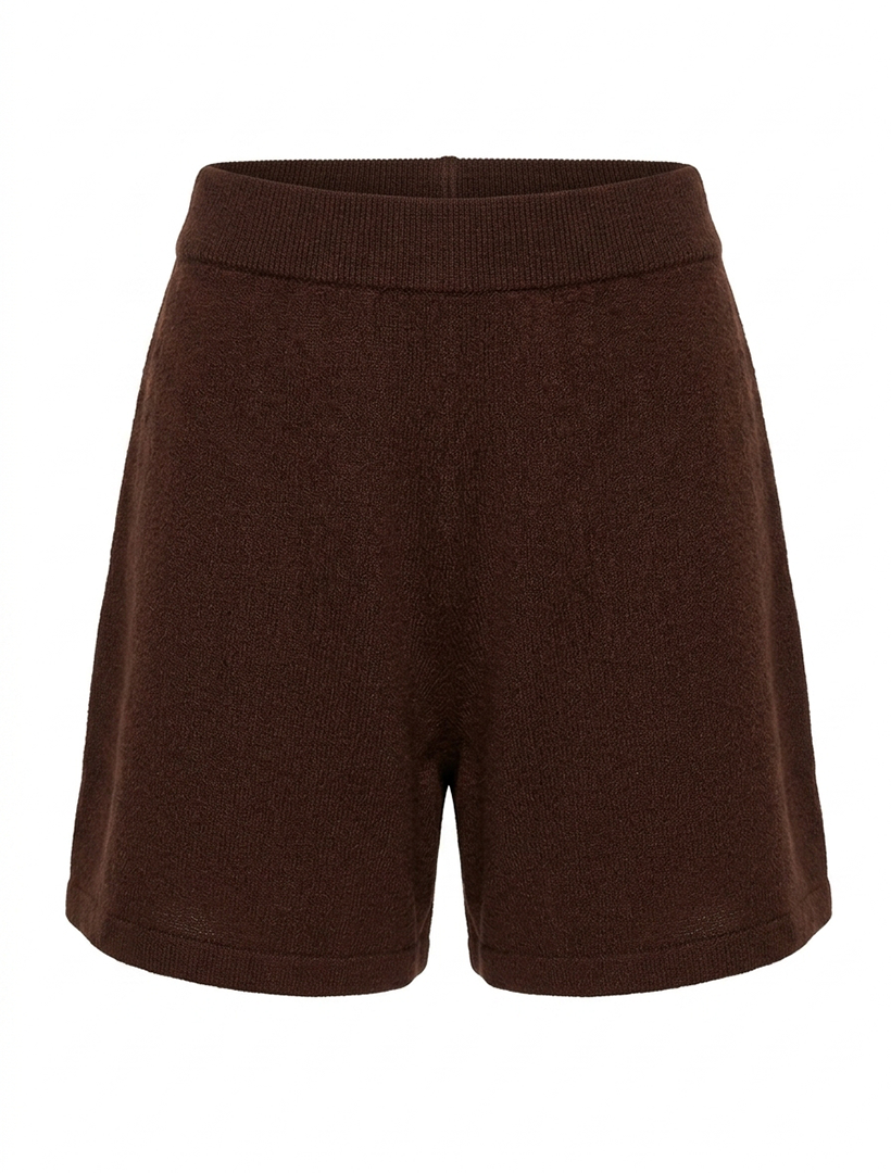 Maisy Cotton Cashmere Knit Shorts Chocolate
