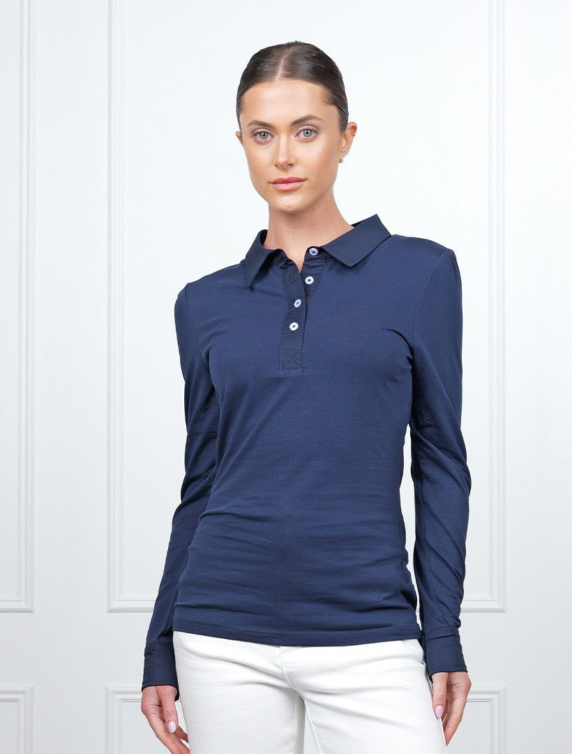 Marcel Petal Collar Top Navy