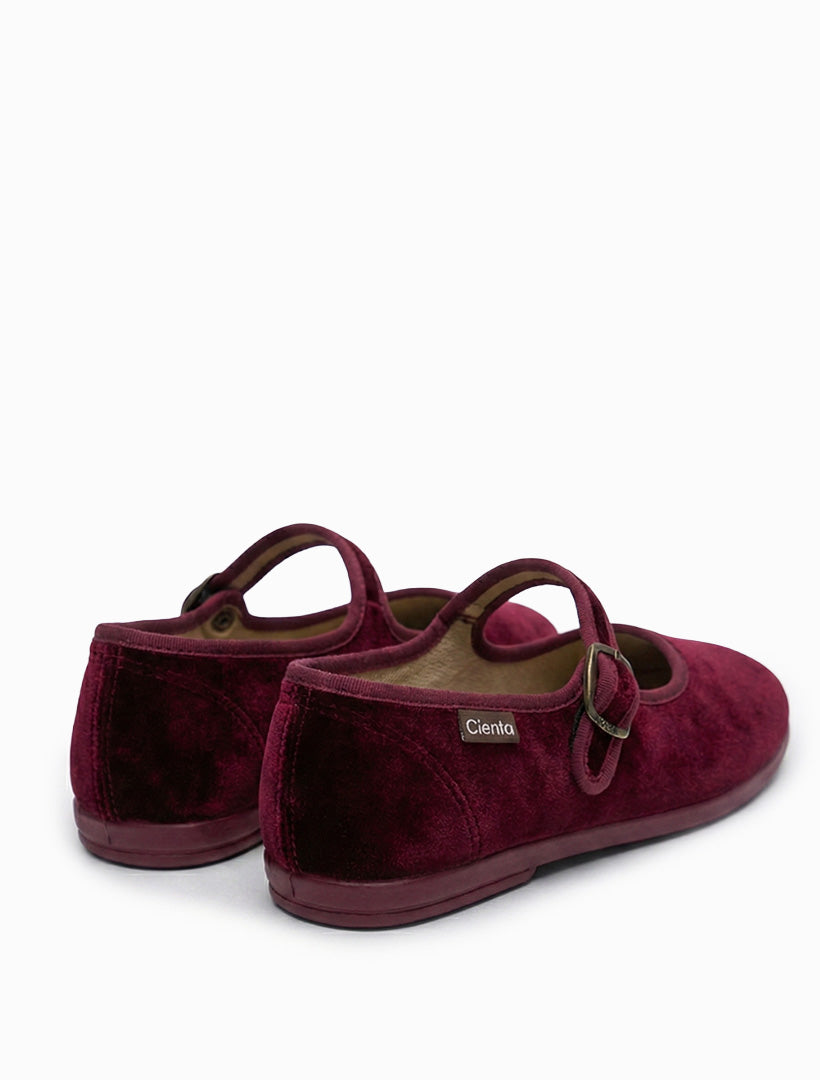 Cienta Velvet Mary Jane Burgundy