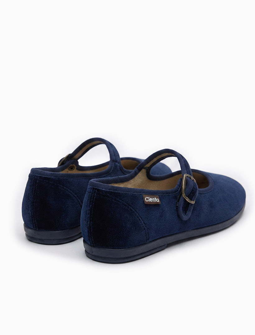 Cienta Velvet Mary Jane Navy
