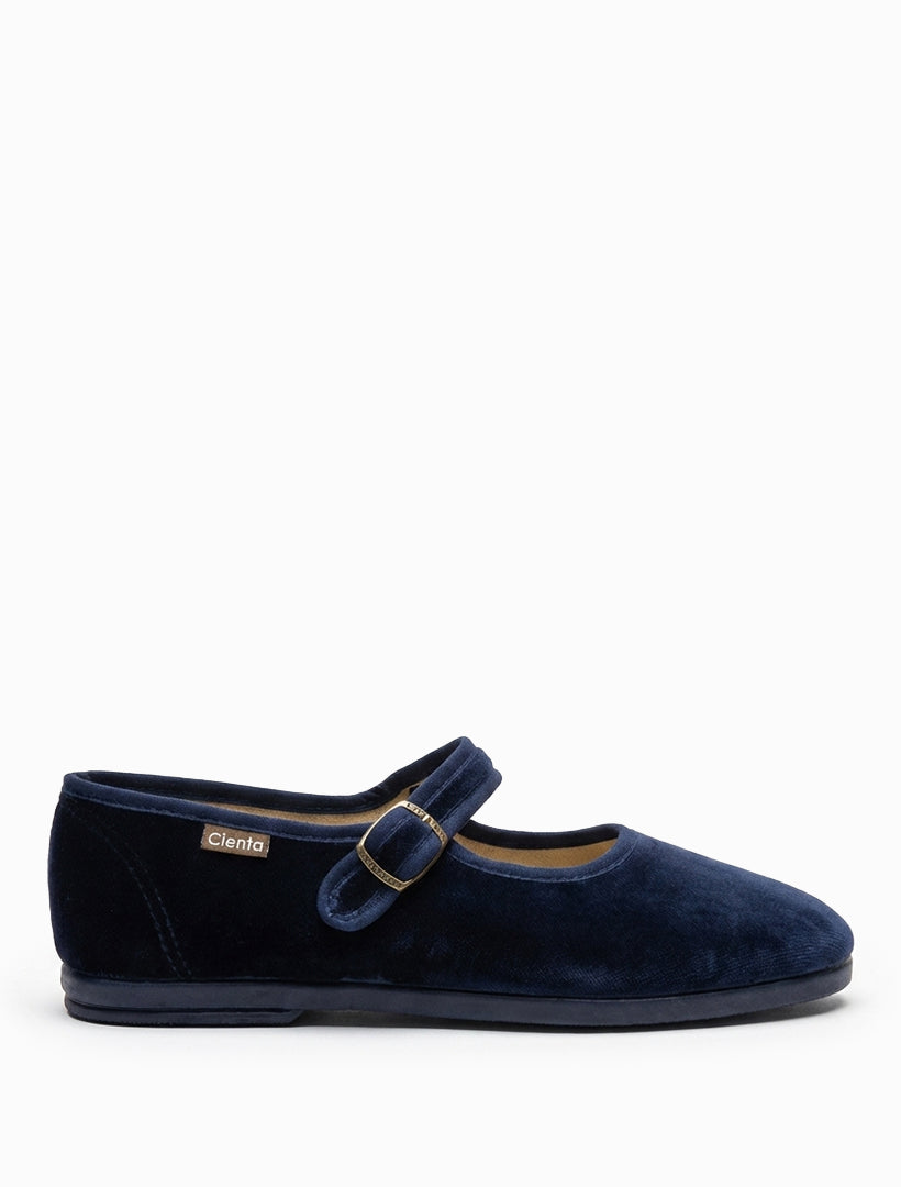 Cienta Velvet Mary Jane Navy