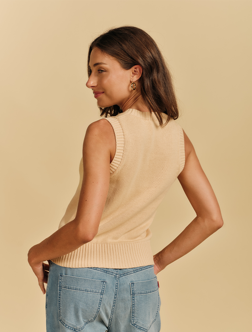 Maya Cotton Knit Tank Shortbread