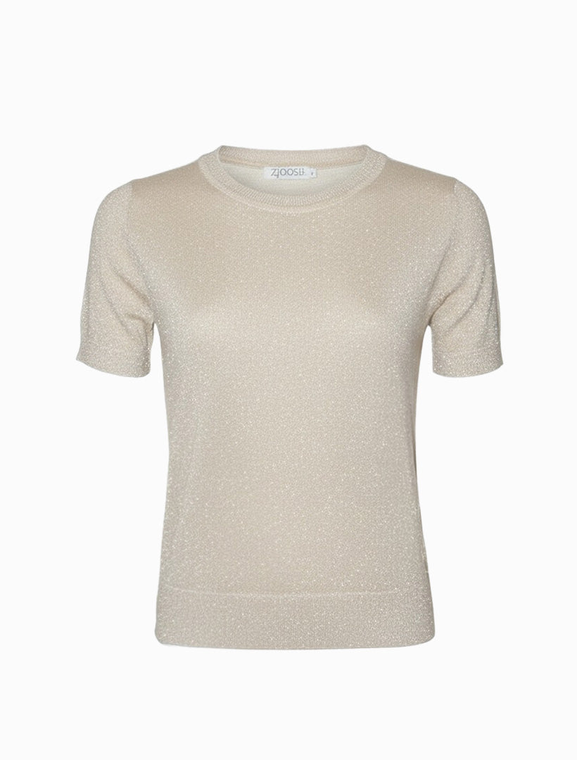 Melanie Short Sleeve Sparkle Knit Gold
