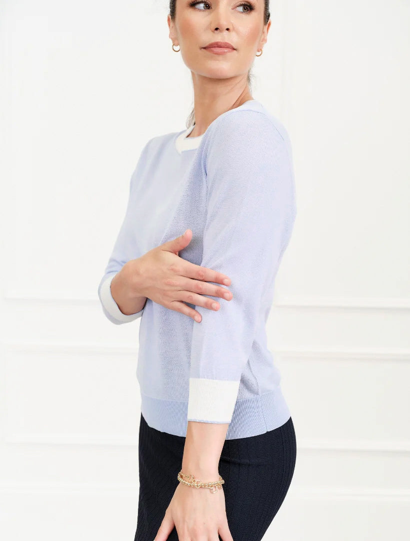 Melanie 3/4 Sleeve Knit Sky Blue