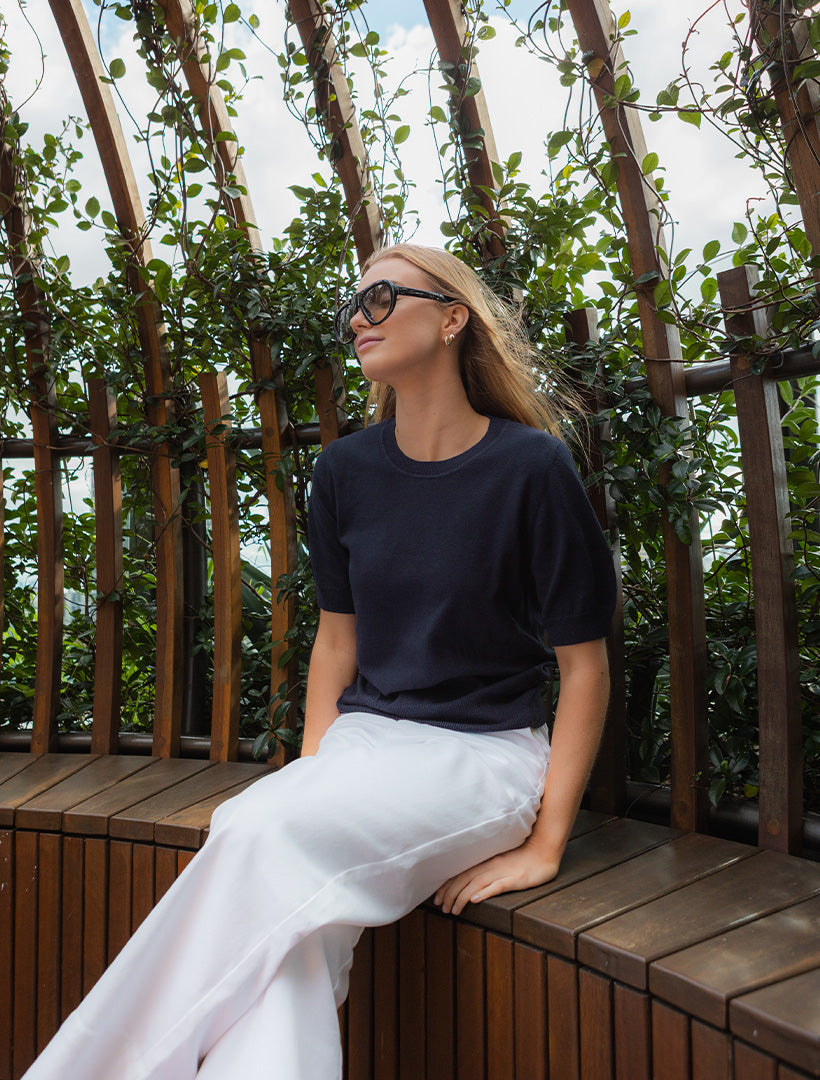 Melissa Cotton Cashmere Knit Navy