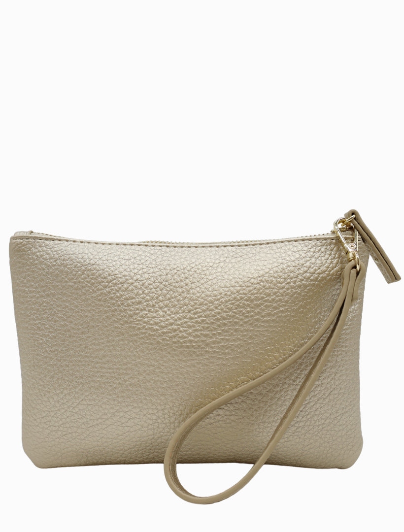 Front view - gold wristlet clutch