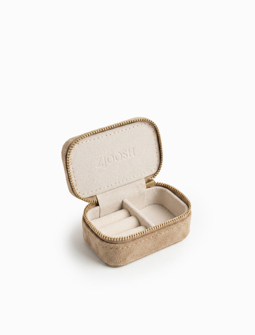 Mini Eco Suede Jewellery Case Latte