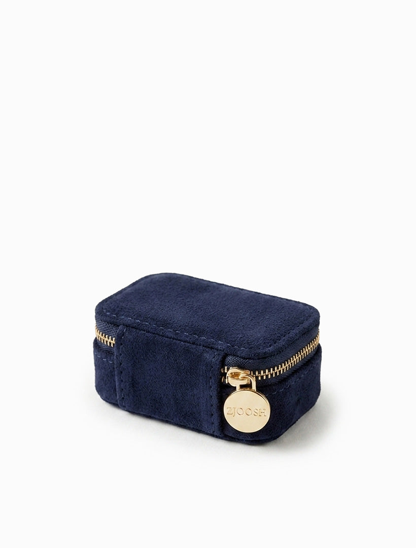 Mini Eco Suede Jewellery Case Navy