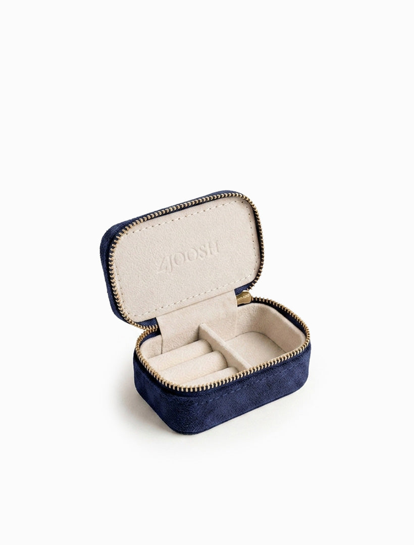 Mini Eco Suede Jewellery Case Navy