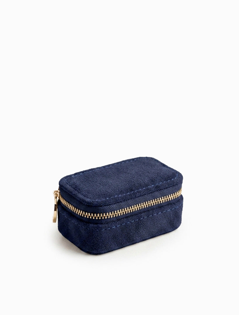 Mini Eco Suede Jewellery Case Navy