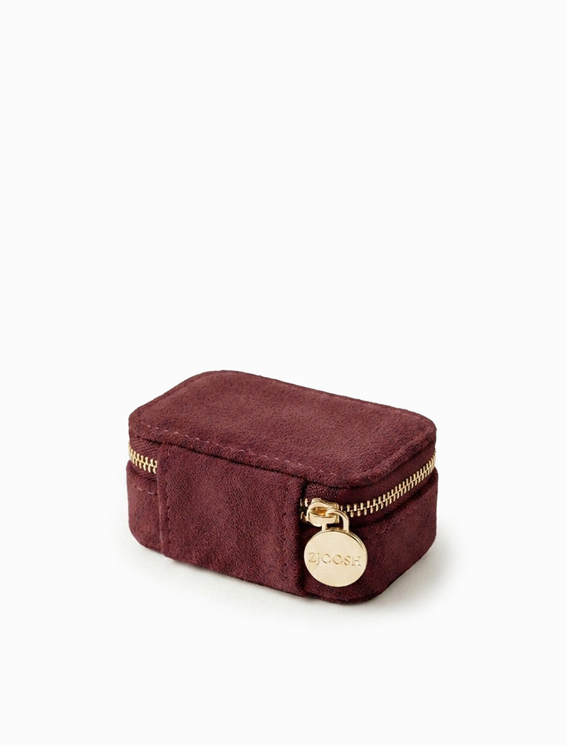 Mini Eco Suede Jewellery Case Pinot