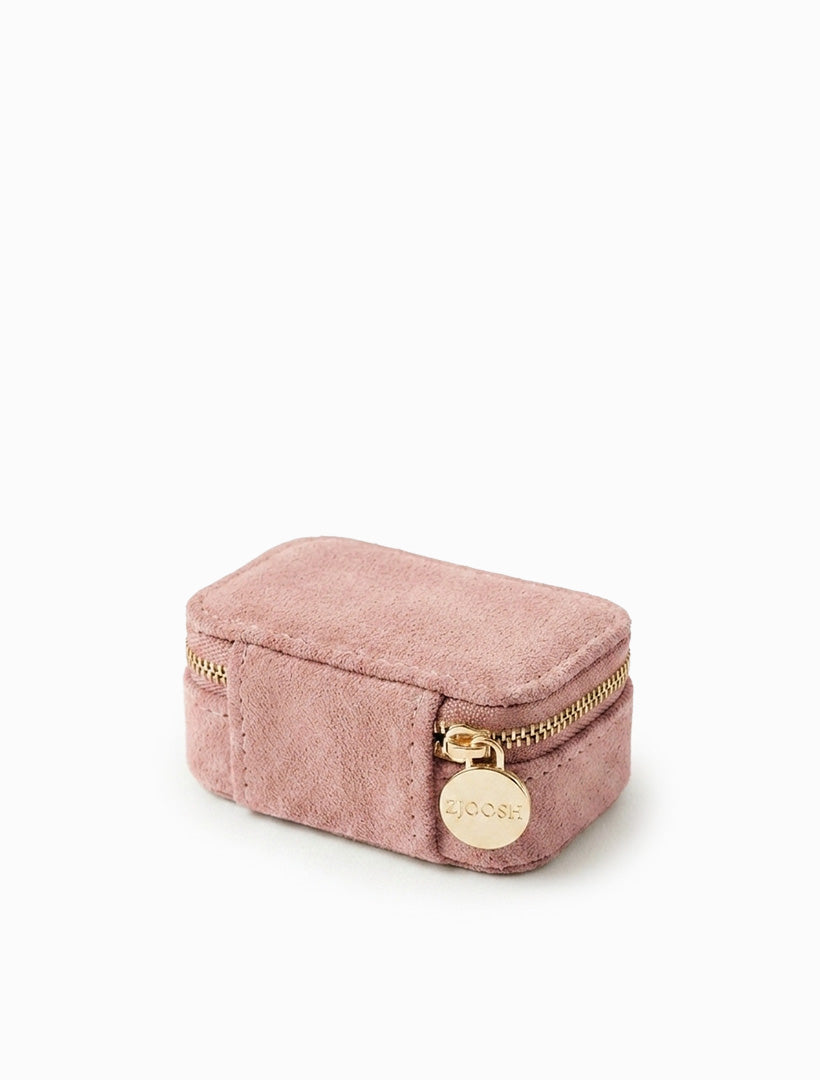 Mini Eco Suede Jewellery Case Blush