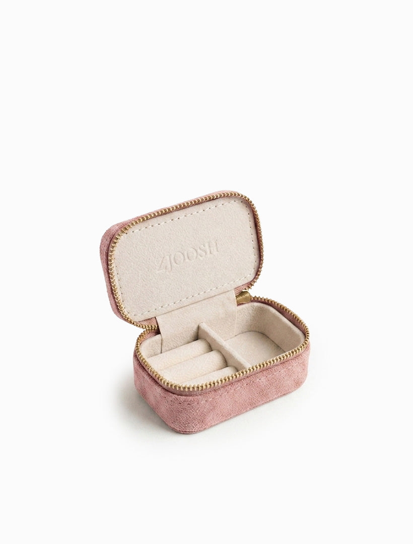Mini Eco Suede Jewellery Case Blush