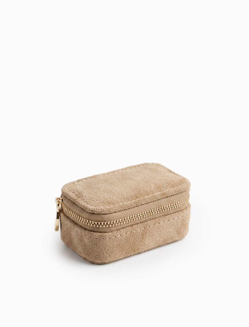 Mini Eco Suede Jewellery Case Latte