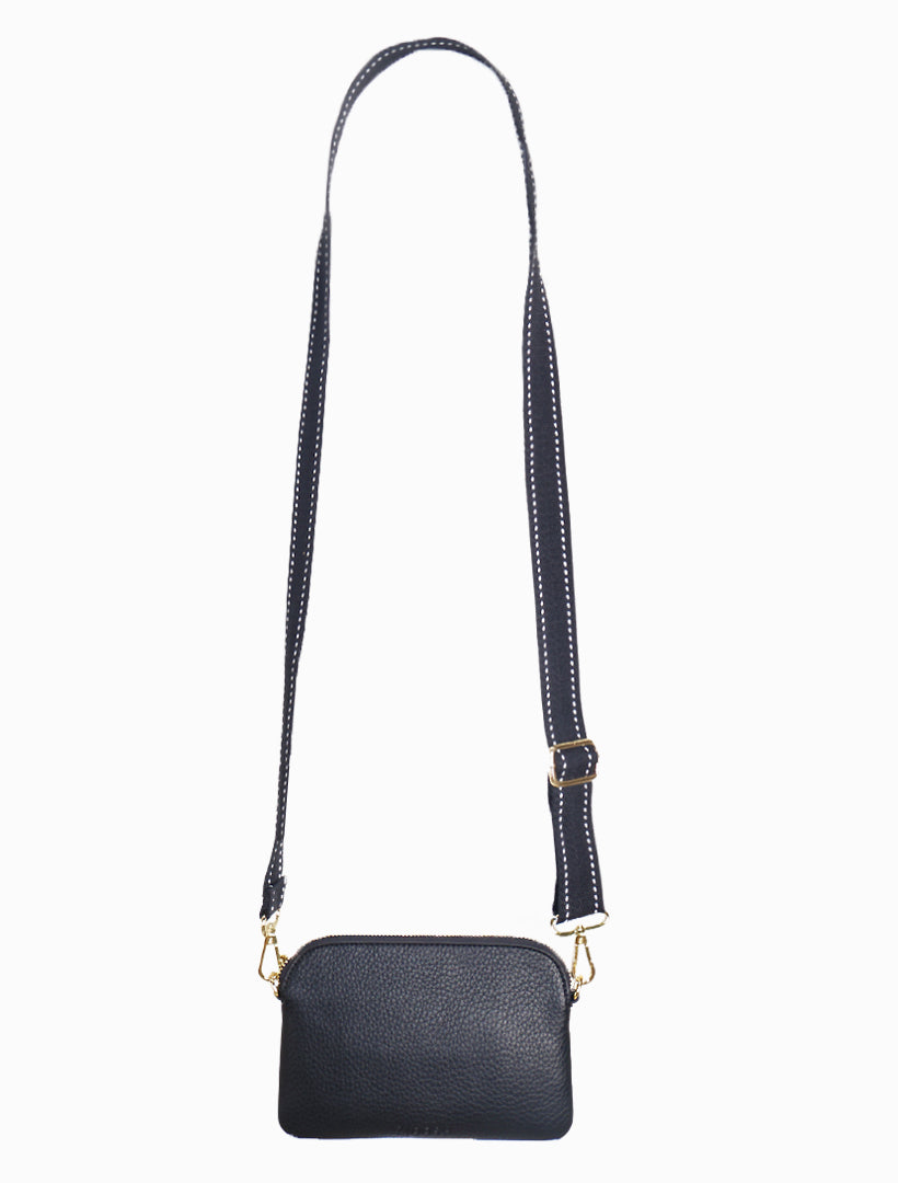 Front view - mini black cross body bag