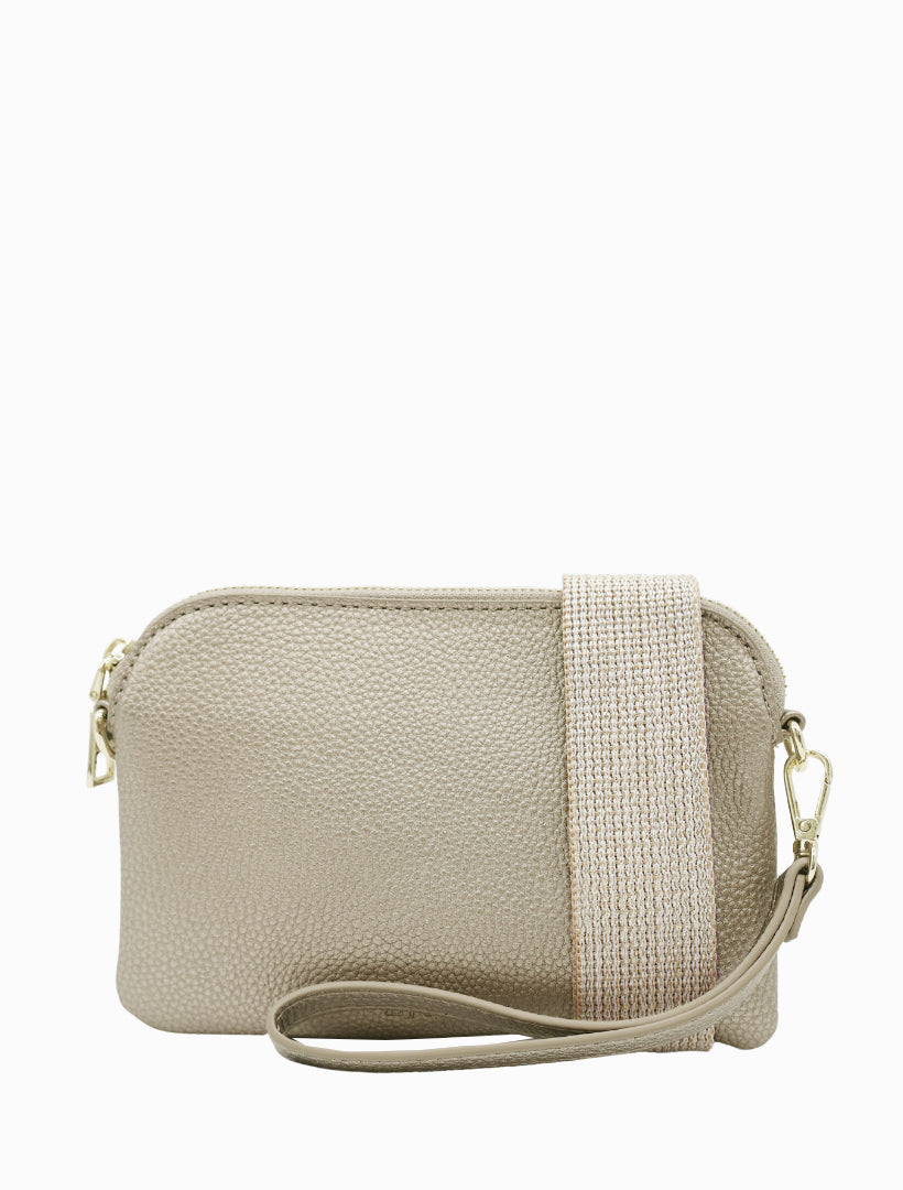 Front view - mini cross body bag gold