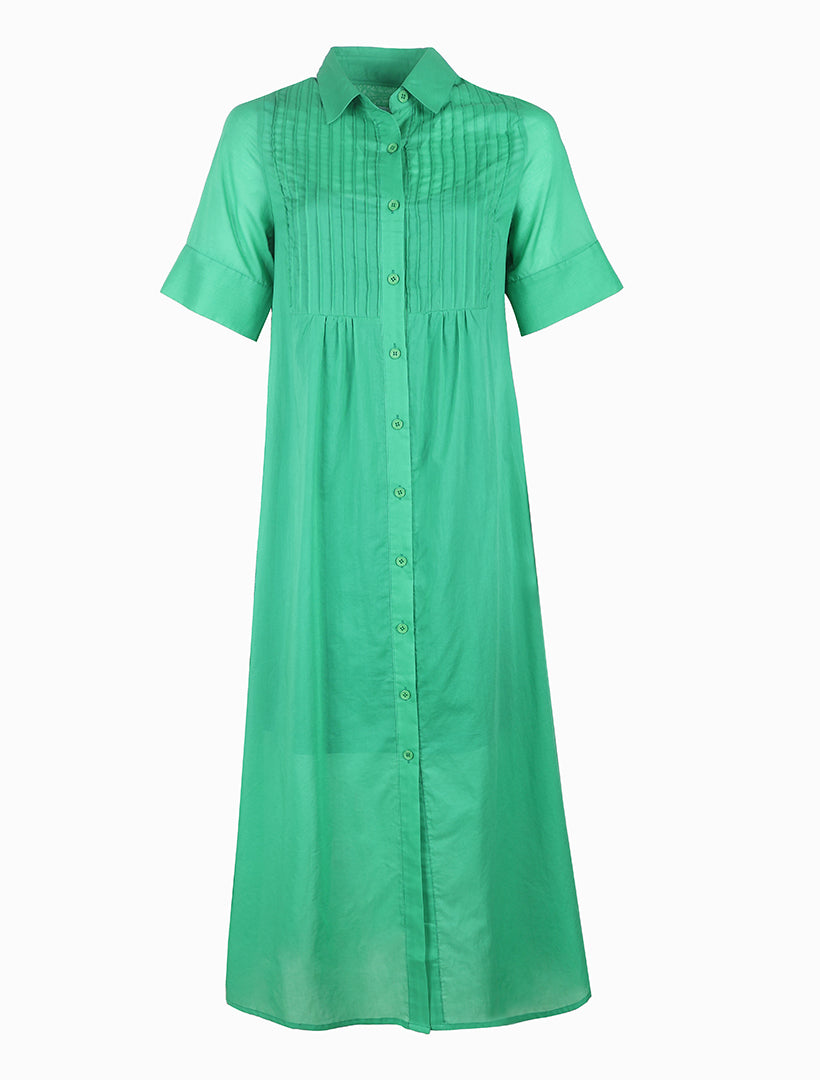 Front view - Green shirt dress