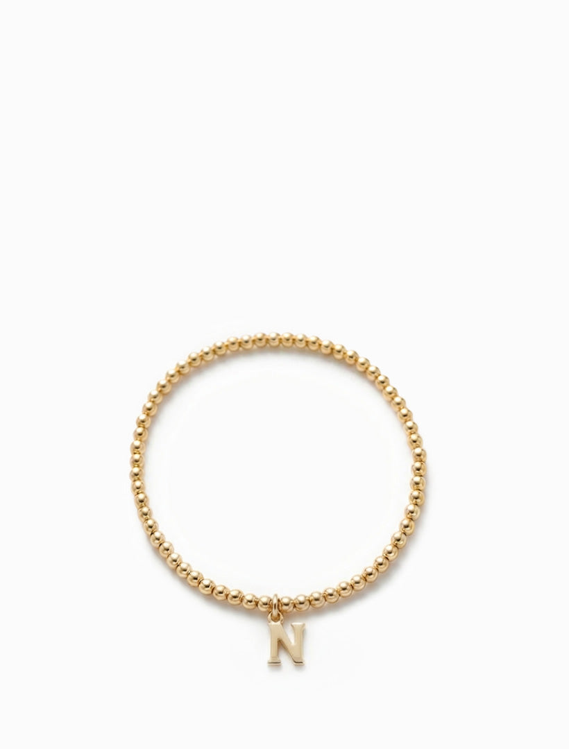 Initial Ball Stretch Bracelet N Gold
