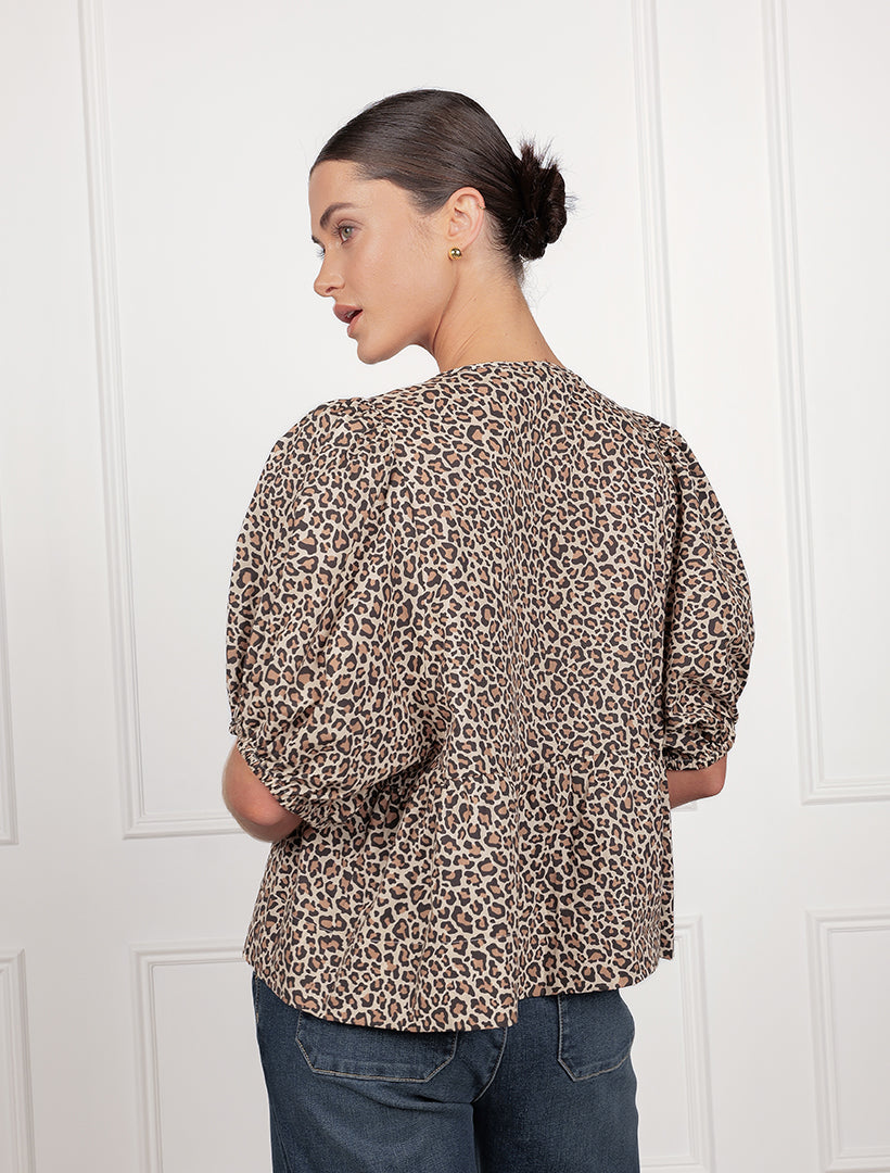 Nadia Tie Front Top Leopard