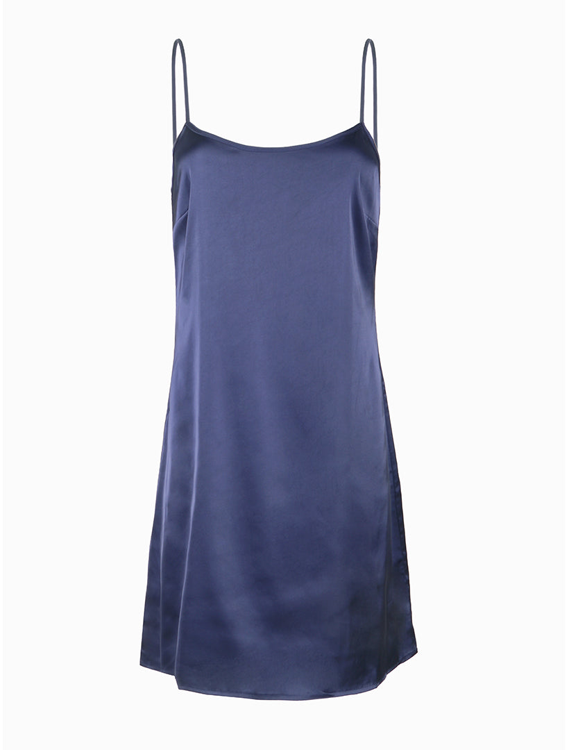 Front view - Navy satin slip