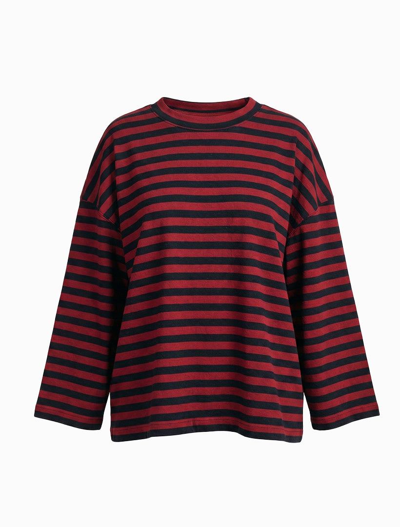 Nova Tee Navy Burgundy Stripes