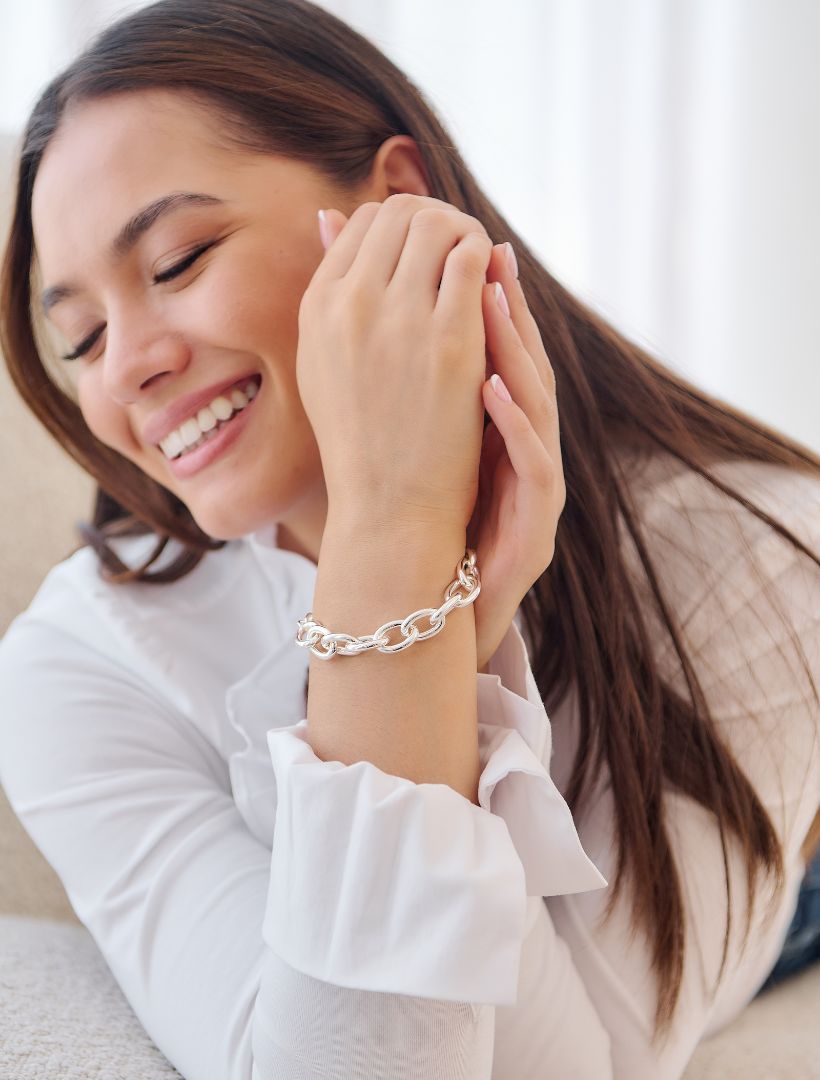 Oval Link Bracelet Silver