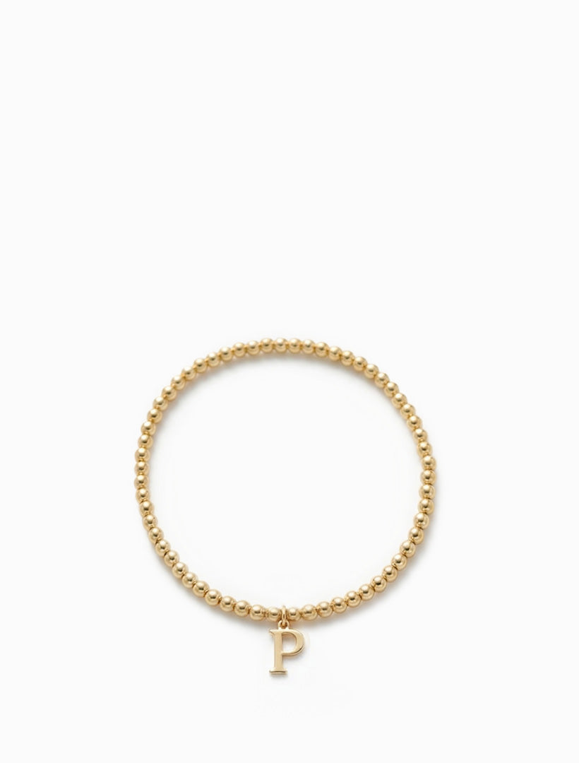 Initial Ball Stretch Bracelet P Gold