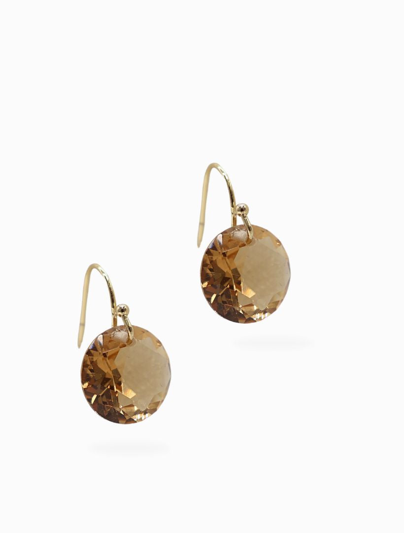 Side view - Gold stone hook earrings