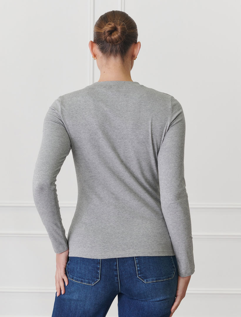 Back view - Long sleeve tee in grey