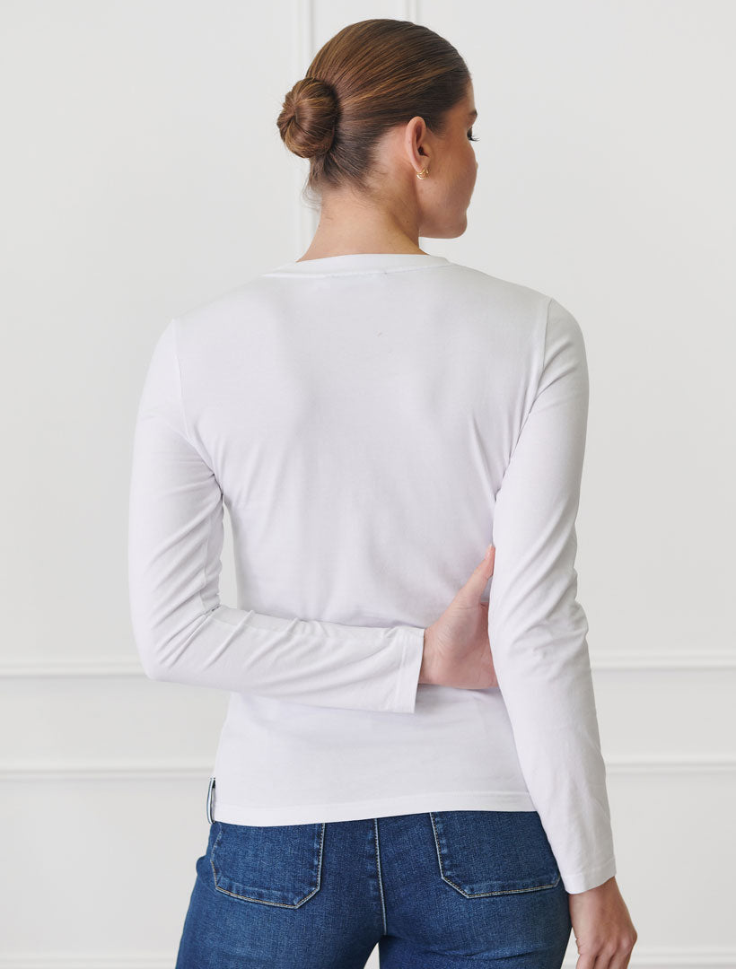 Back view - Long sleeve tee in white