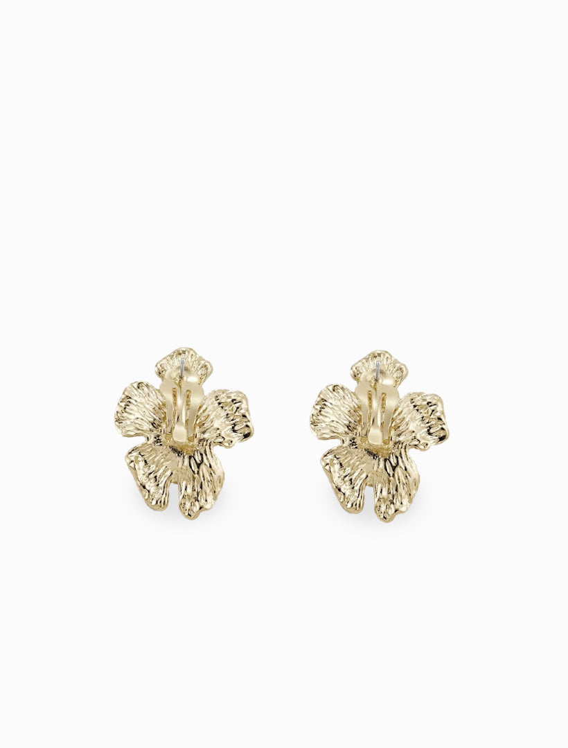 Pearl Centred Flower Studs Gold