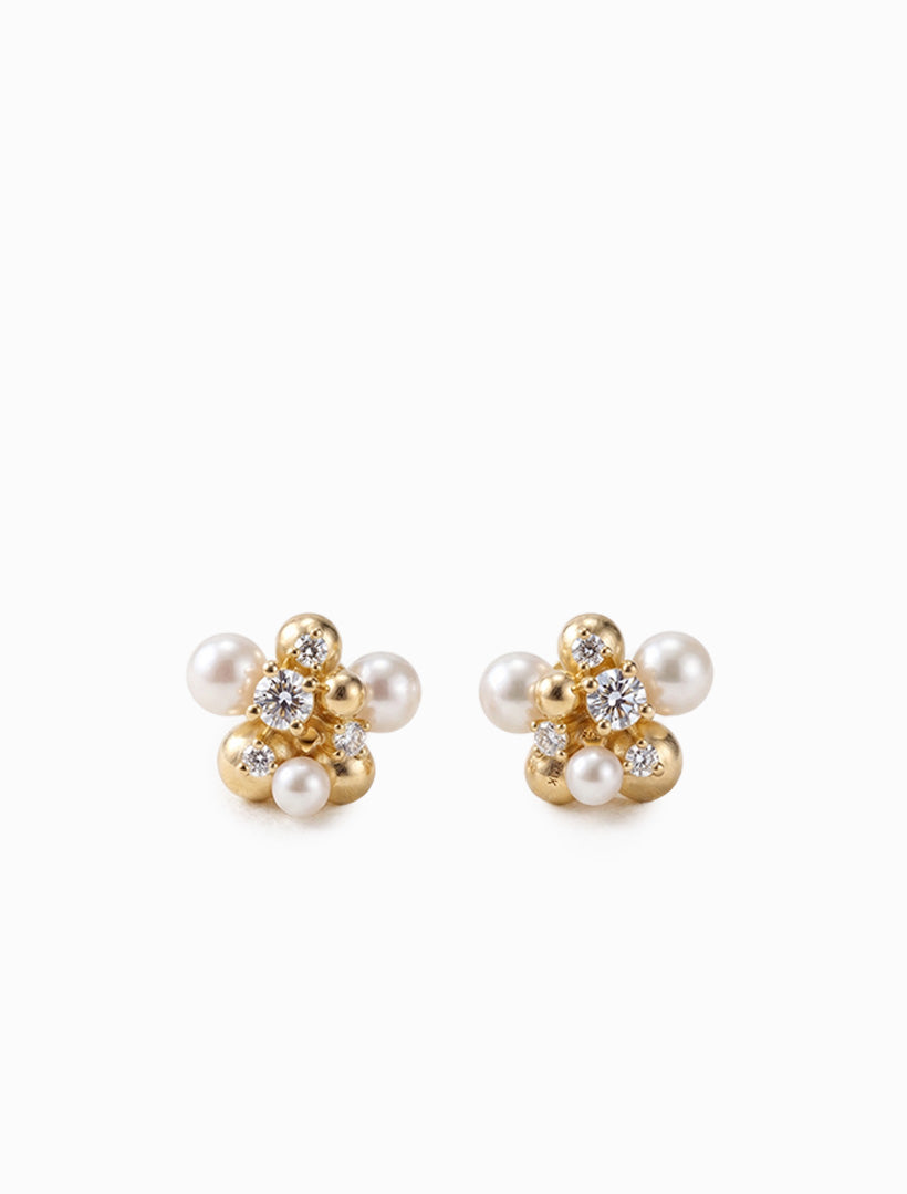 Pearl Crystal Cluster Studs Small