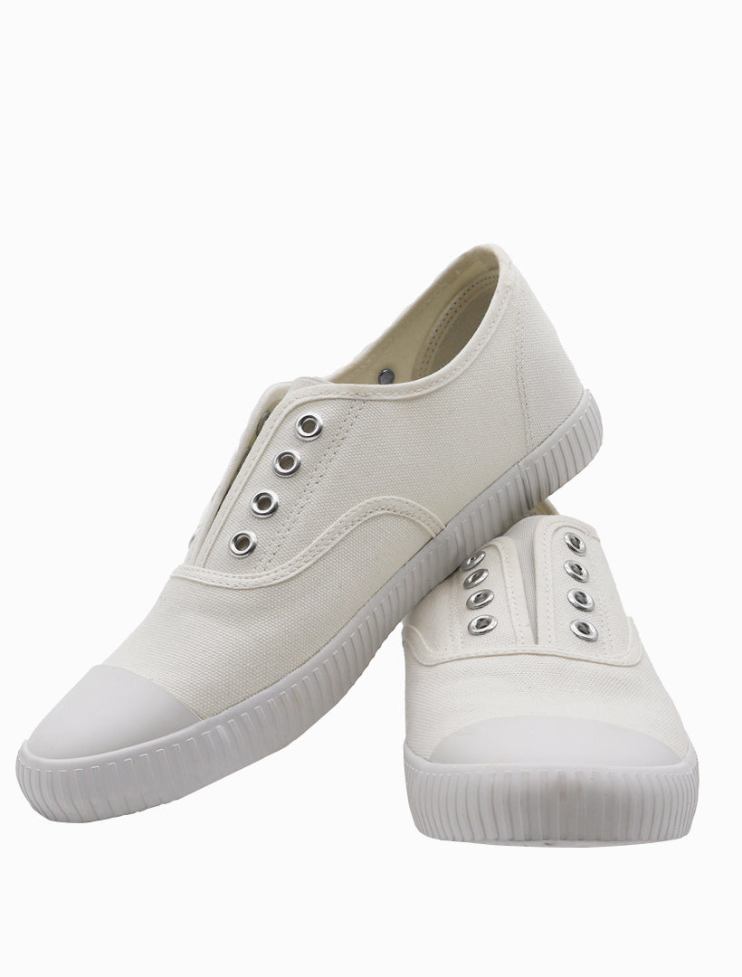 Front view - White plimsole sneaker