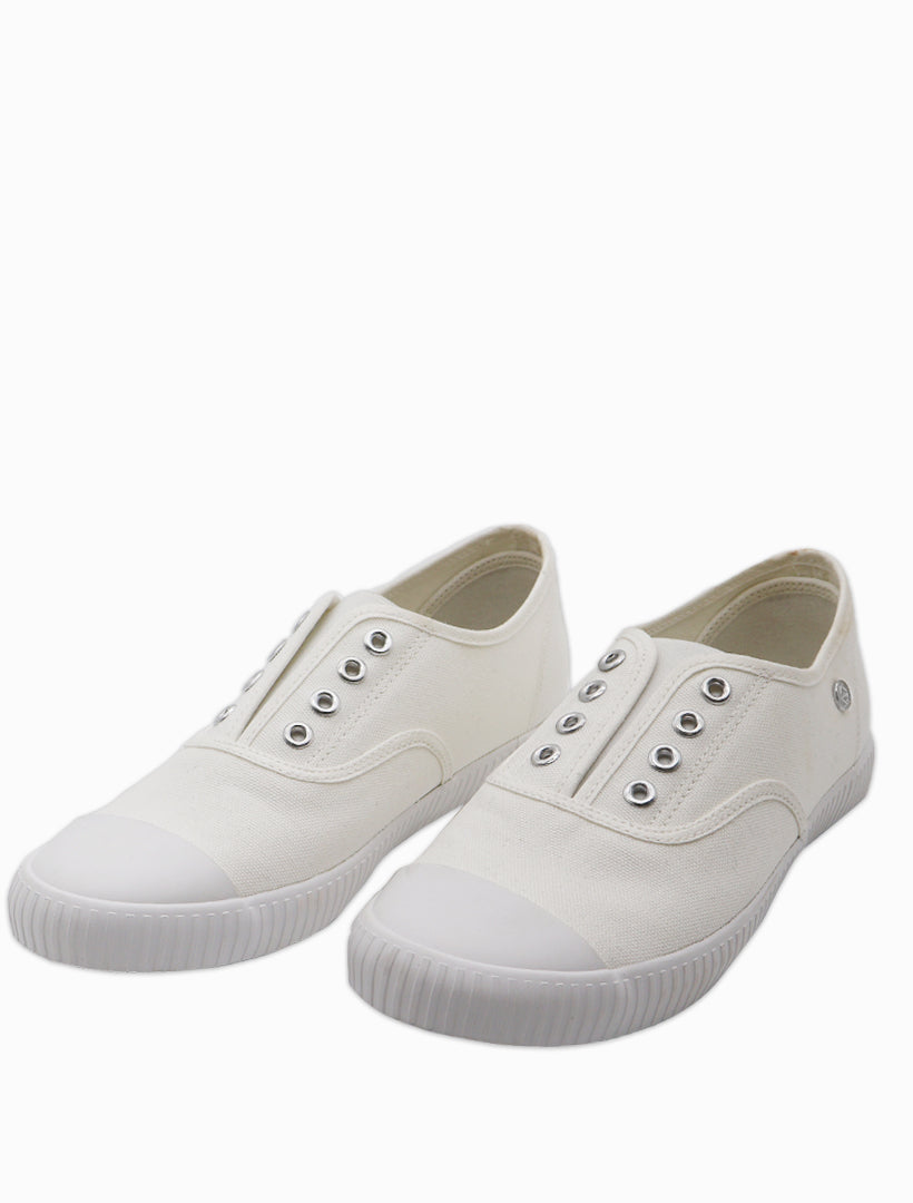 Side view - White plimsole sneaker