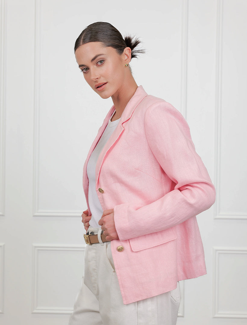 Peta Linen Blazer Pink