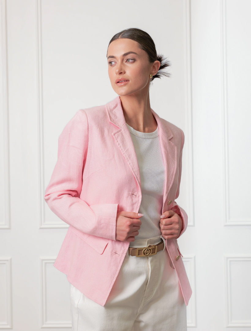 Peta Linen Blazer Pink