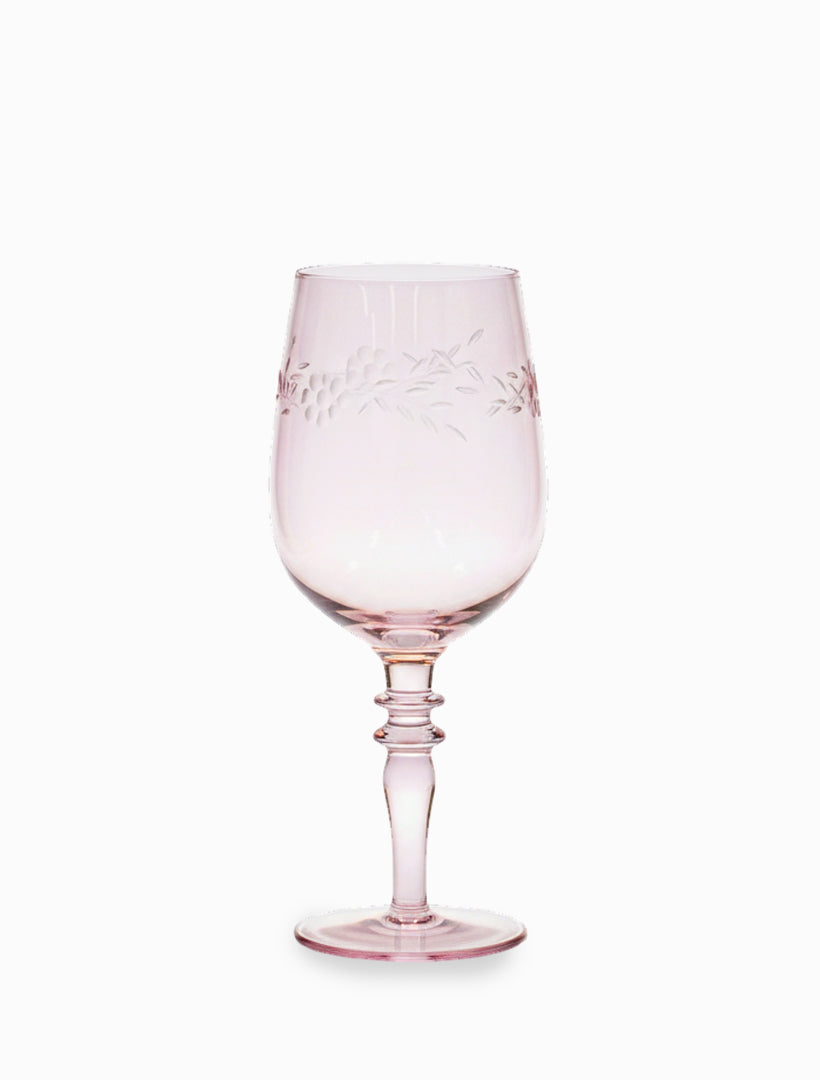 Jolie Fleur Crystal Wine Glasses Pink