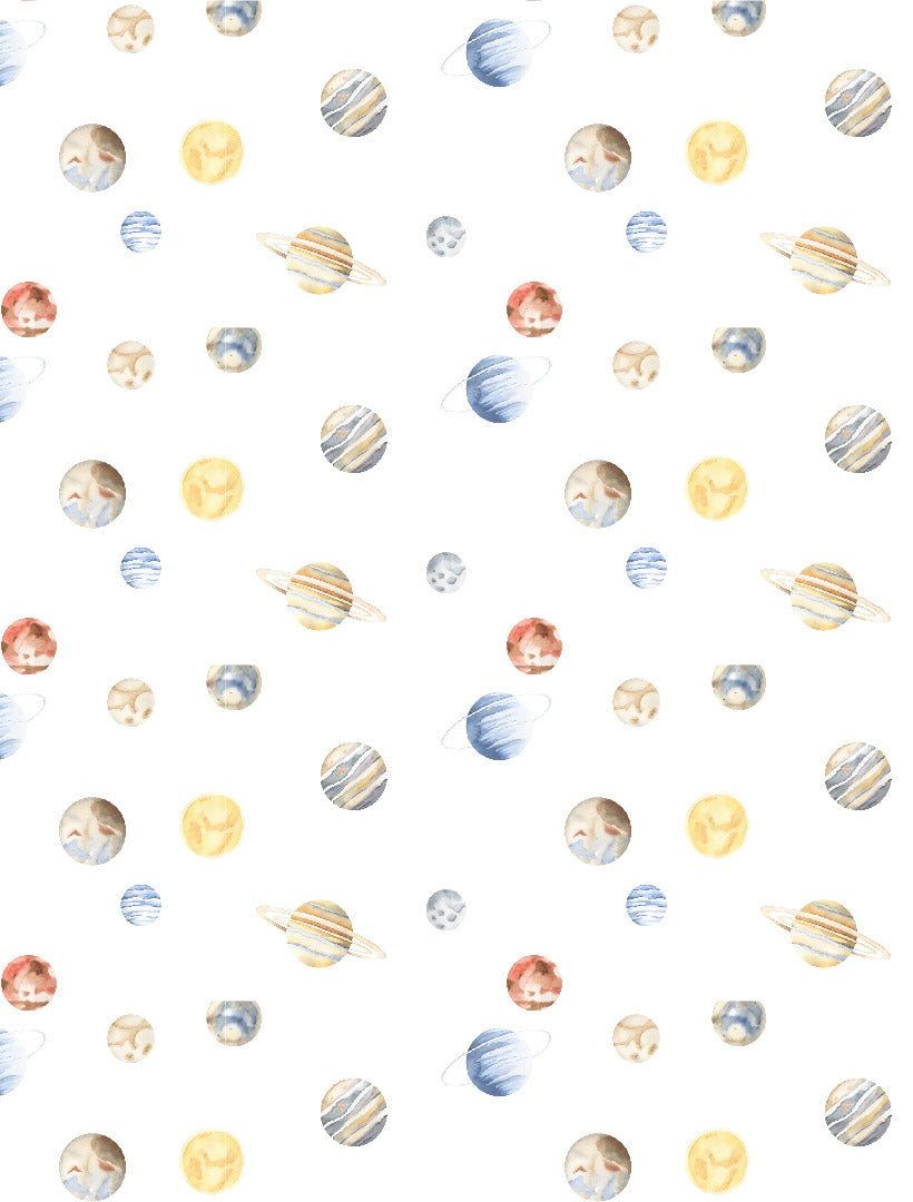 Front view - Planets cotton muslin swaddle