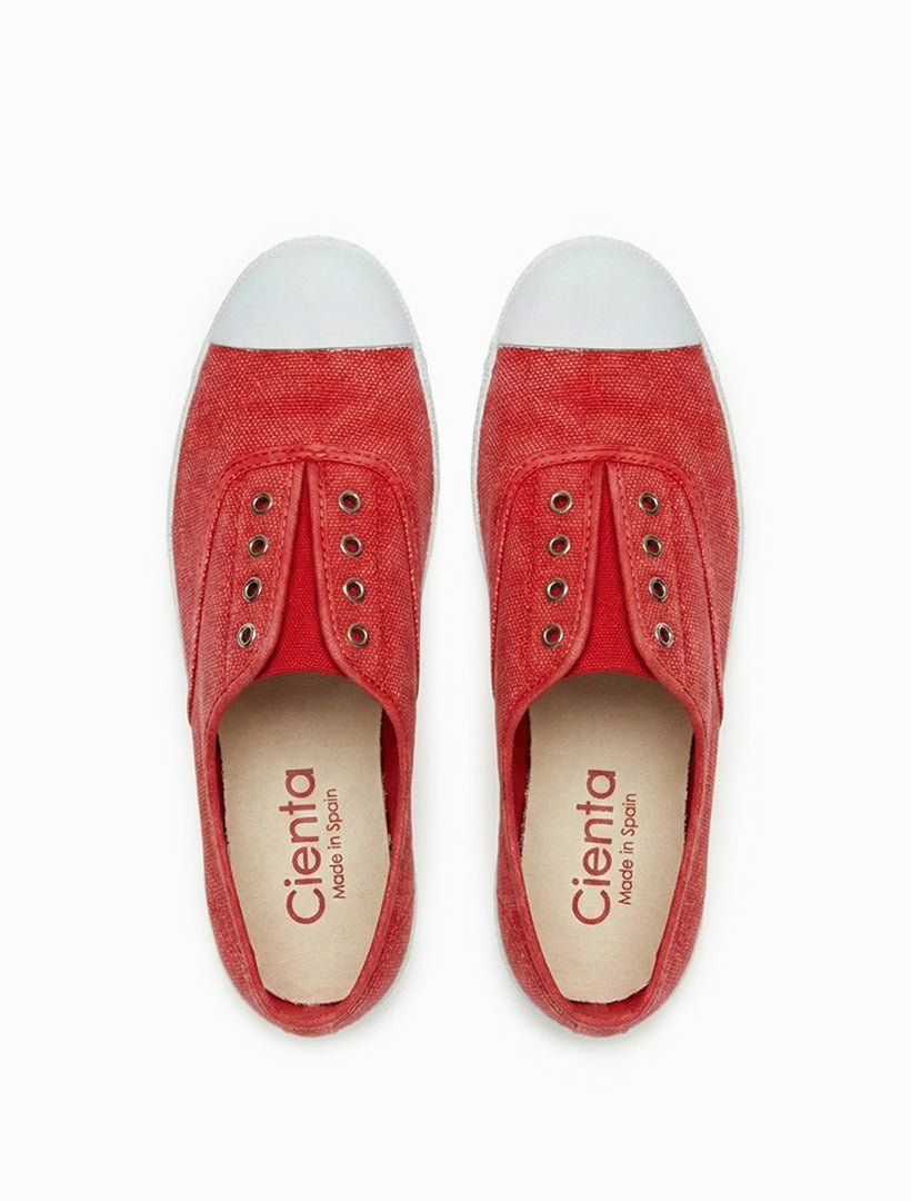 Cienta Plimsole Stone Washed Red