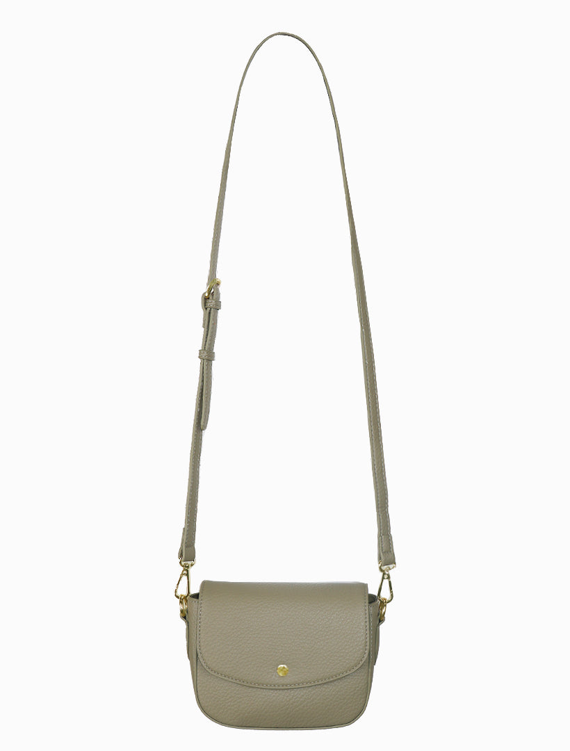 Front view - crossbody khaki bag