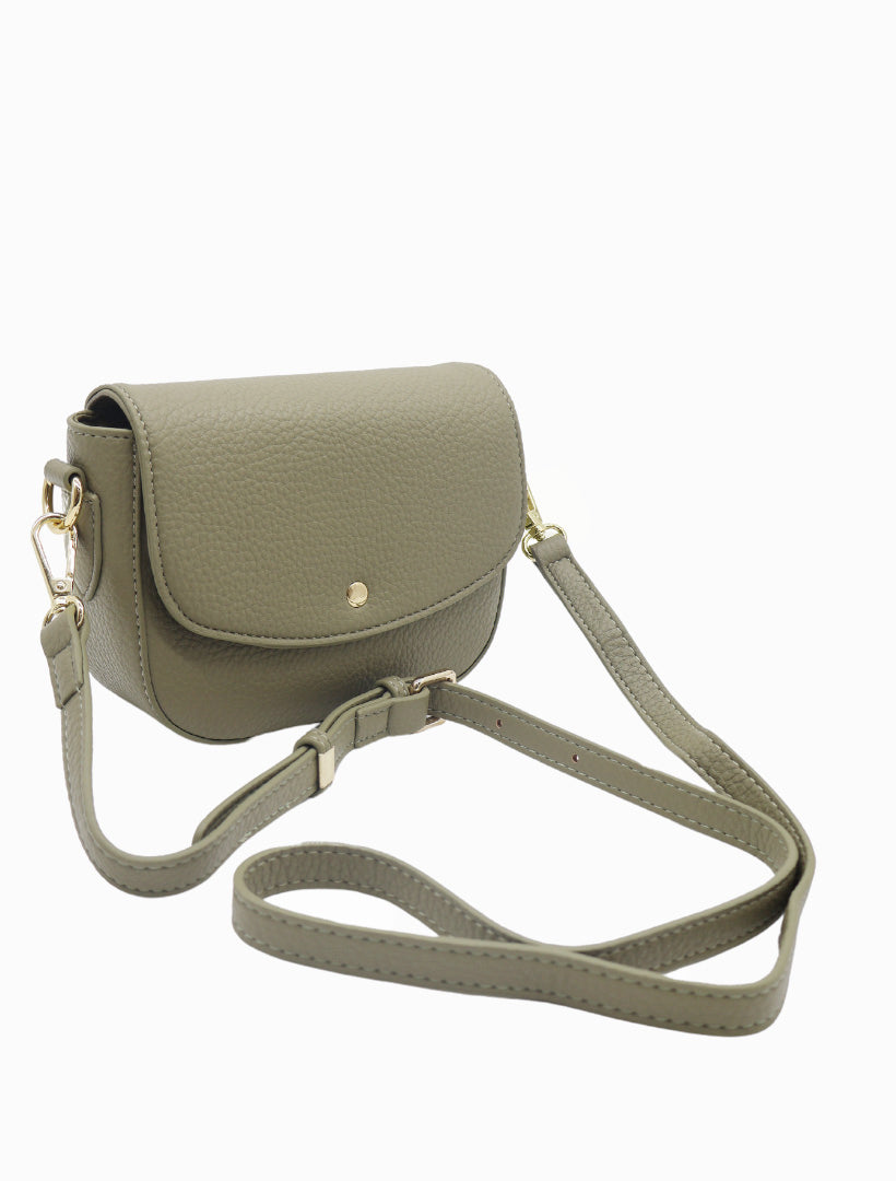 Side view - crossbody khaki bag