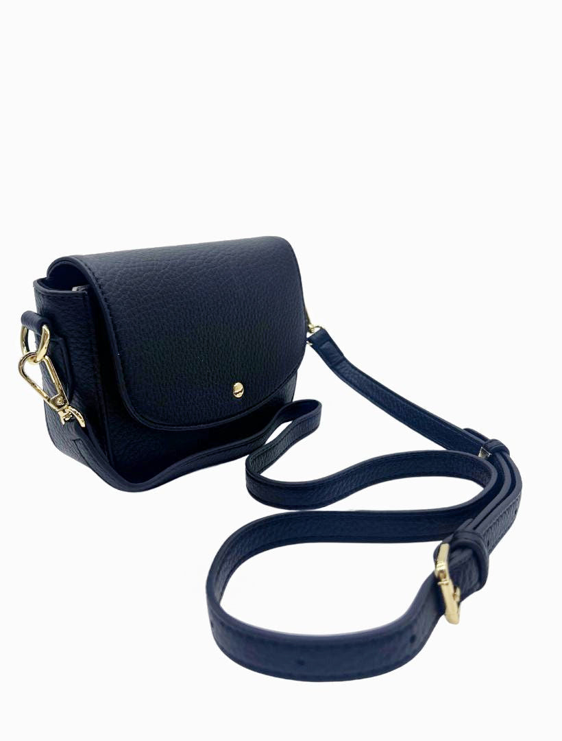 Side view - crossbody navy bag