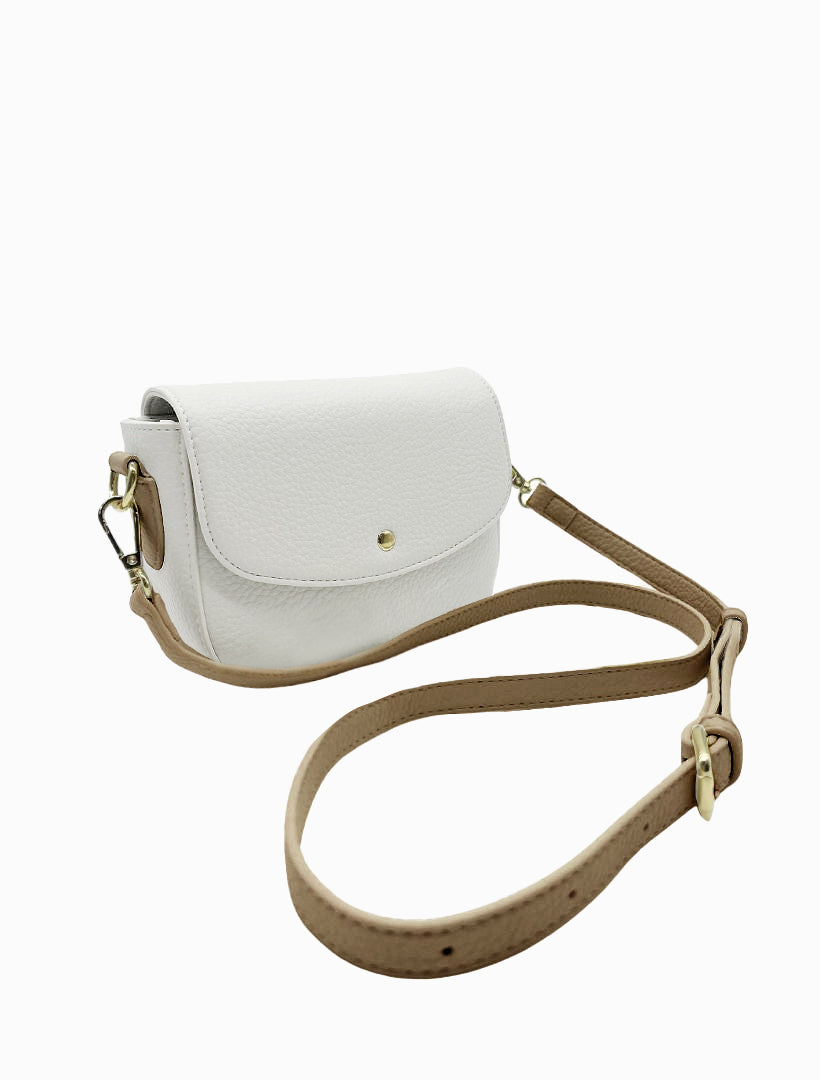 Diagonal view - Mini white cross body bag