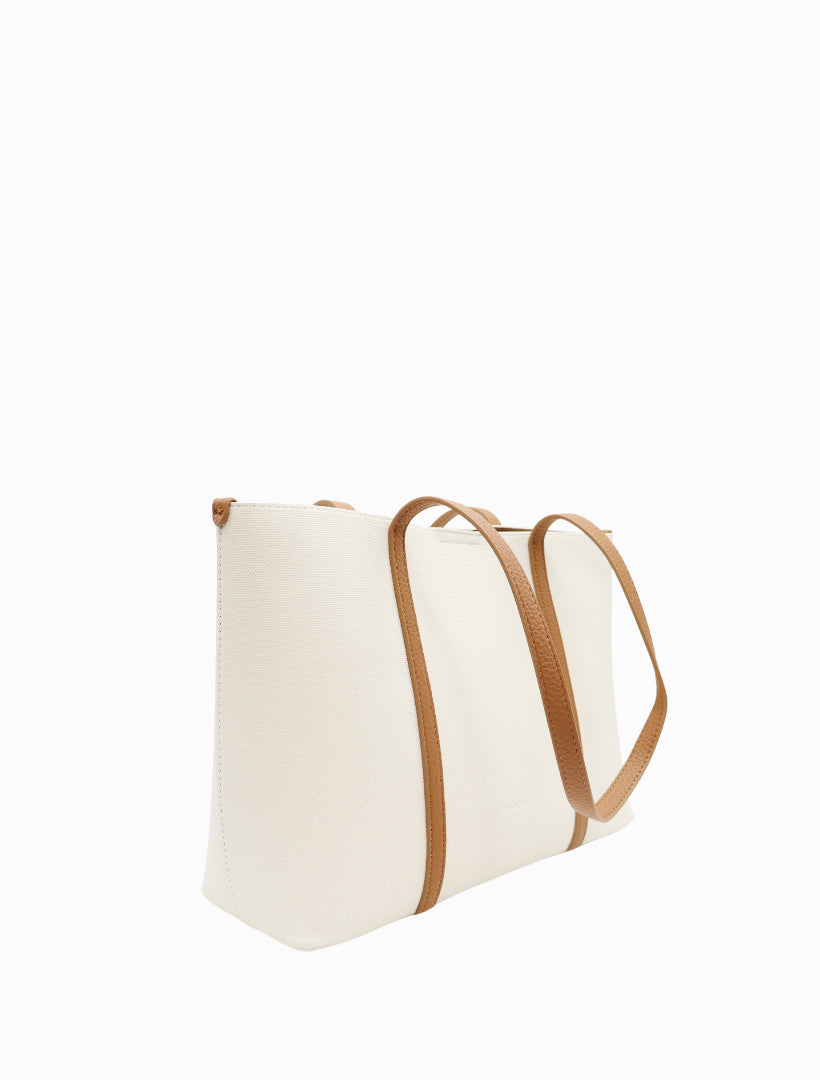 Side view - White canvas tote bag 