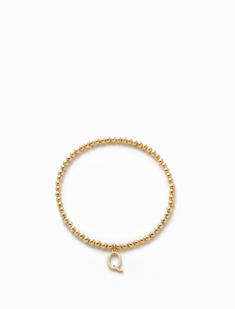 Initial Ball Stretch Bracelet Q Gold