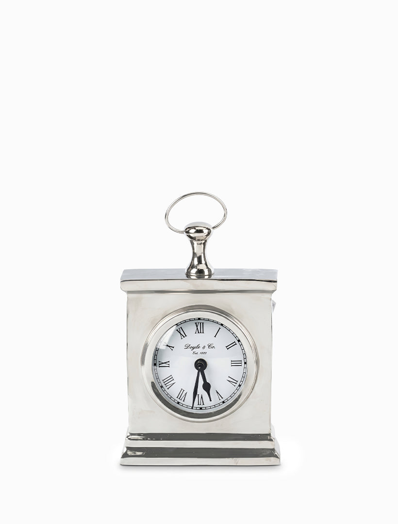 Rectangle Mantle White Face Shiny Clock White Small