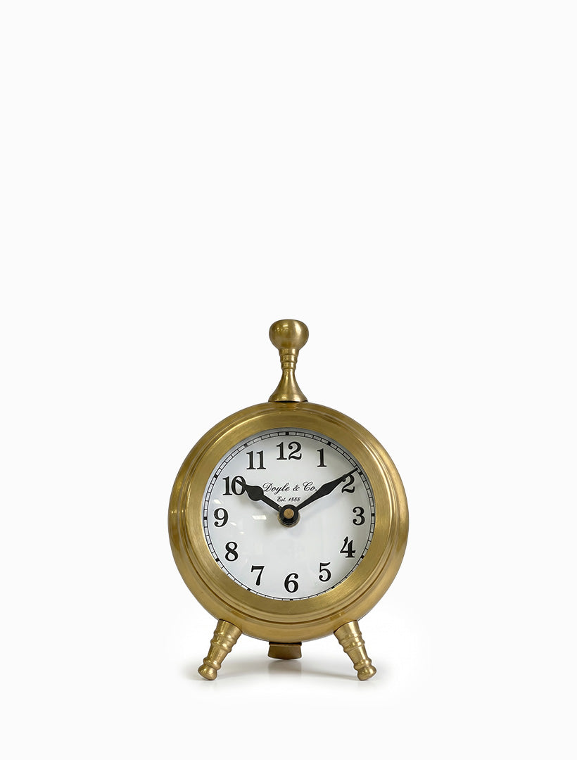 Round Face Clock Footed Gold