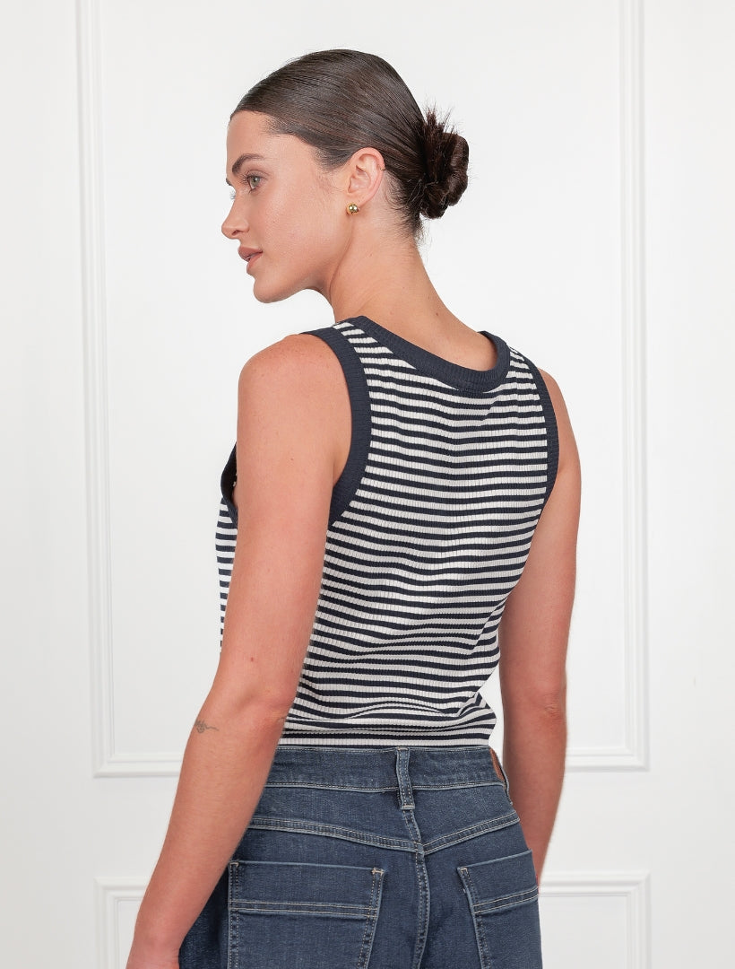 Raven Stripe Tank Navy White