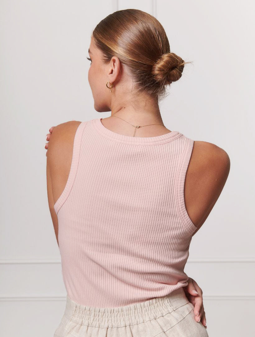 Back view - pink rib tank