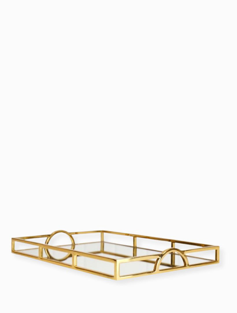 Rectangle Arch Handle Tray Gold Small - Zjoosh